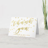 Faux Gold Script & Confetti - Hartelijk dank Kaart (Voorkant)