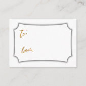 Faux Gold Script Display Vrijgezellenfeest Cadeauk Informatiekaartje (Achterkant)