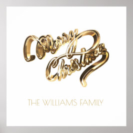 Faux Gold Script Elegant Merry kerst Poster