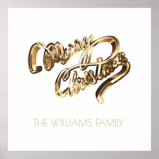 Faux Gold Script Elegant Merry kerst Poster (Voorkant)