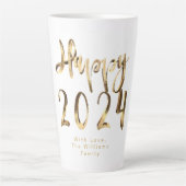 Faux Gold Script Happy 2024 Nieuwjaar Latte Mok (Voorkant)
