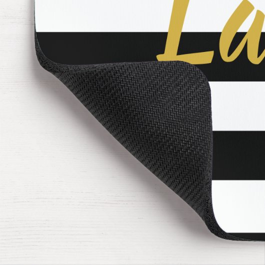 Faux Gold Script met zwarte en witte strepen Muismat (Hoek)