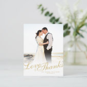 Faux Gold Script Modern Love Bedankt White Briefka Briefkaart (Staand voorkant)