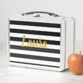 Faux Gold Script op zwarte en witte strepen (In situ)