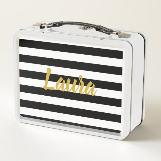 Faux Gold Script op zwarte en witte strepen (Achterkant)