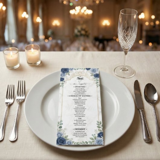 Faux Gold Scrollwork Printed Marble Menu