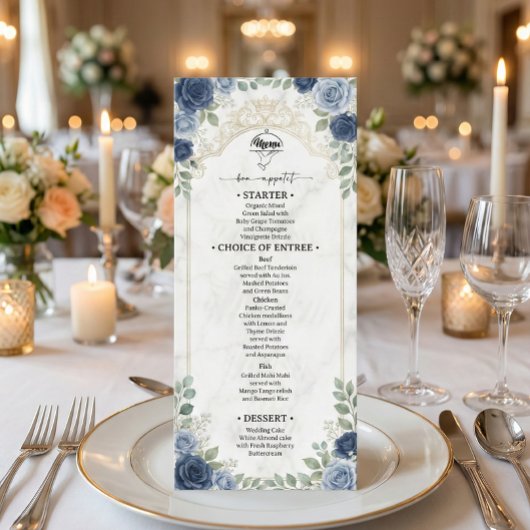Faux Gold Scrollwork Printed Marble Menu