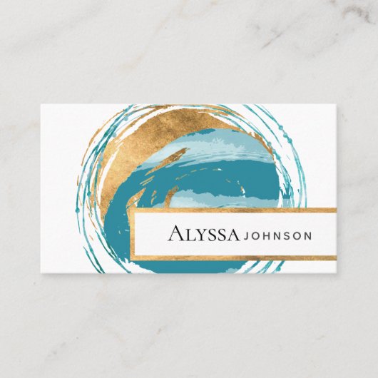 Faux Gold Seal Blue Green Earth Wereldbol Visitekaartje (Voorkant)