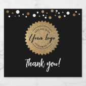 Faux Gold seal confetti logo Corporate Bedankt Sparkling Wijnetiket (Enkel label)