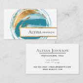 Faux Gold Seal Turquoise Blue Green Wereldbol Visitekaartje (Voorkant / Achterkant)