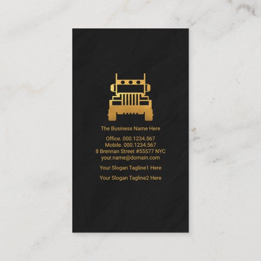 Faux Gold Semi Truck Granite Texking Visitekaartje (Achterkant)