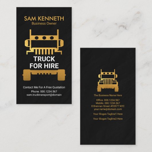 Faux Gold Semi Truck Granite Texking Visitekaartje (Voorkant / Achterkant)