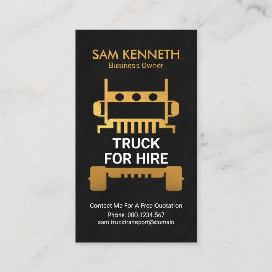 Faux Gold Semi Truck Granite Texking Visitekaartje (Voorkant)