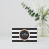 Faux Gold Sequin Black en White Striped Pattern Visitekaartje (Staand voorkant)