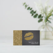 Faux Gold Sequin Sparkle Glamor Chic Lips Beauty Visitekaartje (Staand voorkant)