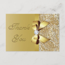 Faux Gold Sequins Bow Diamond Bruiloft Dank u Bedankkaart
