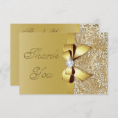 Faux Gold Sequins Bow Diamond Bruiloft Dank u Bedankkaart (Voorkant / Achterkant)