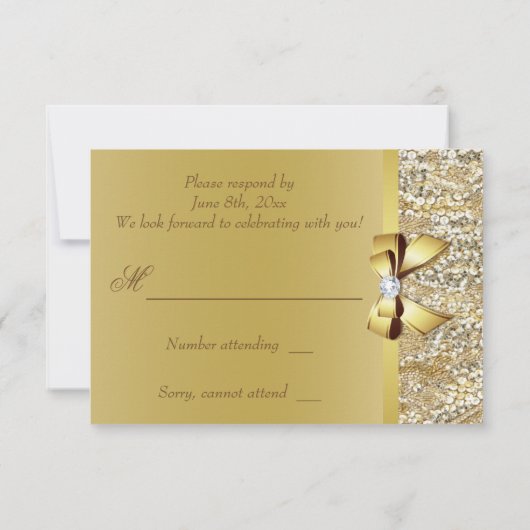 Faux Gold Sequins Bow Diamond RSVP (Achterkant)
