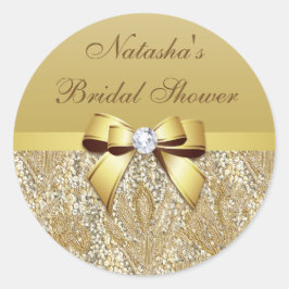 Faux Gold Sequins Bow Diamond Vrijgezellenfeest Ronde Sticker