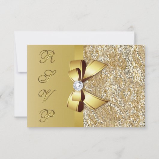 Faux Gold Sequins Bow RSVP (Voorkant)