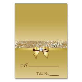 Faux Gold Sequins Diamond Bow Place Card Kaart