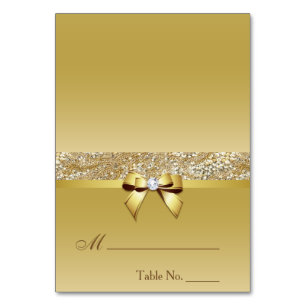 Faux Gold Sequins Diamond Bow Place Card Kaart