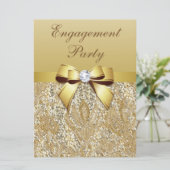 Faux Gold Sequins en Bow Engagement Party Kaart (Staand voorkant)