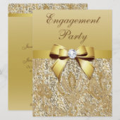 Faux Gold Sequins en Bow Engagement Party Kaart (Voorkant / Achterkant)