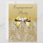 Faux Gold Sequins en Bow Engagement Party Kaart (Voorkant)
