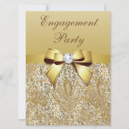 Faux Gold Sequins en Bow Engagement Party Kaart