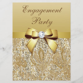 Faux Gold Sequins en Bow Engagement Party Kaart