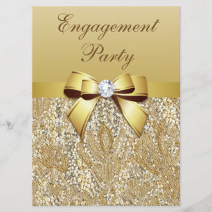 Faux Gold Sequins en Bow Engagement Party Kaart