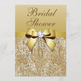 Faux Gold Sequins en Bow Vrijgezellenfeest Kaart