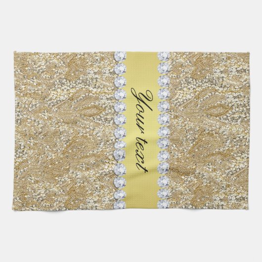 Faux Gold Sequins en Diamonds Theedoek (Horizontaal)