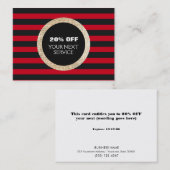 Faux Gold Sequins Haar Salon Kortingsbon 3 Kortingskaartje (Voorkant / Achterkant)