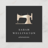 Faux Gold Sewing Machine | Seamstress of Tailor Vierkante Visitekaartje (Voorkant)