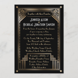 Faux Gold Shaded Art Deco Bruiloft Kaart