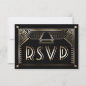 Faux Gold Shaded Gatsby Art Deco Bruiloft RSVP (Voorkant)