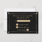 Faux Gold Shaded Gatsby Art Deco Bruiloft RSVP (Achterkant)