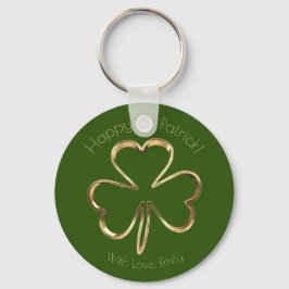 Faux Gold Shamrock Clover Custom Text St. Patrick Sleutelhanger