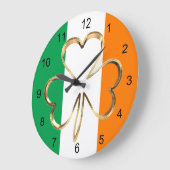 Faux Gold Shamrock Clover Irish Flag Grote Klok (Hoek)