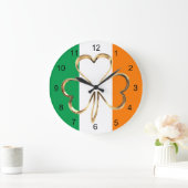 Faux Gold Shamrock Clover Irish Flag Grote Klok (Huis)