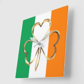 Faux Gold Shamrock Clover Irish Flag Vierkante Klok (Hoek)