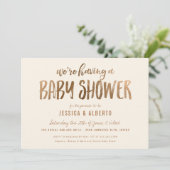 Faux Gold Shimmer Chic Baby shower Kaart (Staand voorkant)