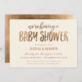Faux Gold Shimmer Chic Baby shower Kaart (Voorkant / Achterkant)