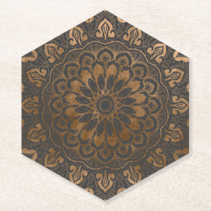 Faux Gold Shimmer Mandala Kartonnen Onderzetters