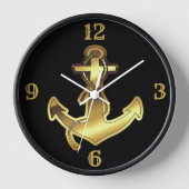 Faux Gold Ship Anchor met nummerwandklok (Voorkant)