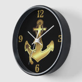 Faux Gold Ship Anchor met nummerwandklok (Hoek)