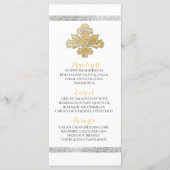 Faux Gold/Silver Damask Weddenmenu Black Menu (Voorkant)