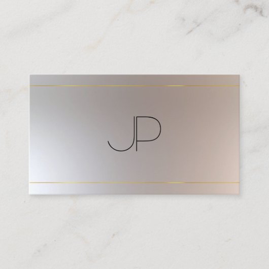 Faux Gold Silver Modern Monogram Professional Visitekaartje (Voorkant)